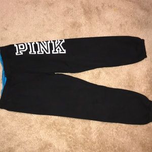 PINK Black Cuffed Sweatpants Size Small